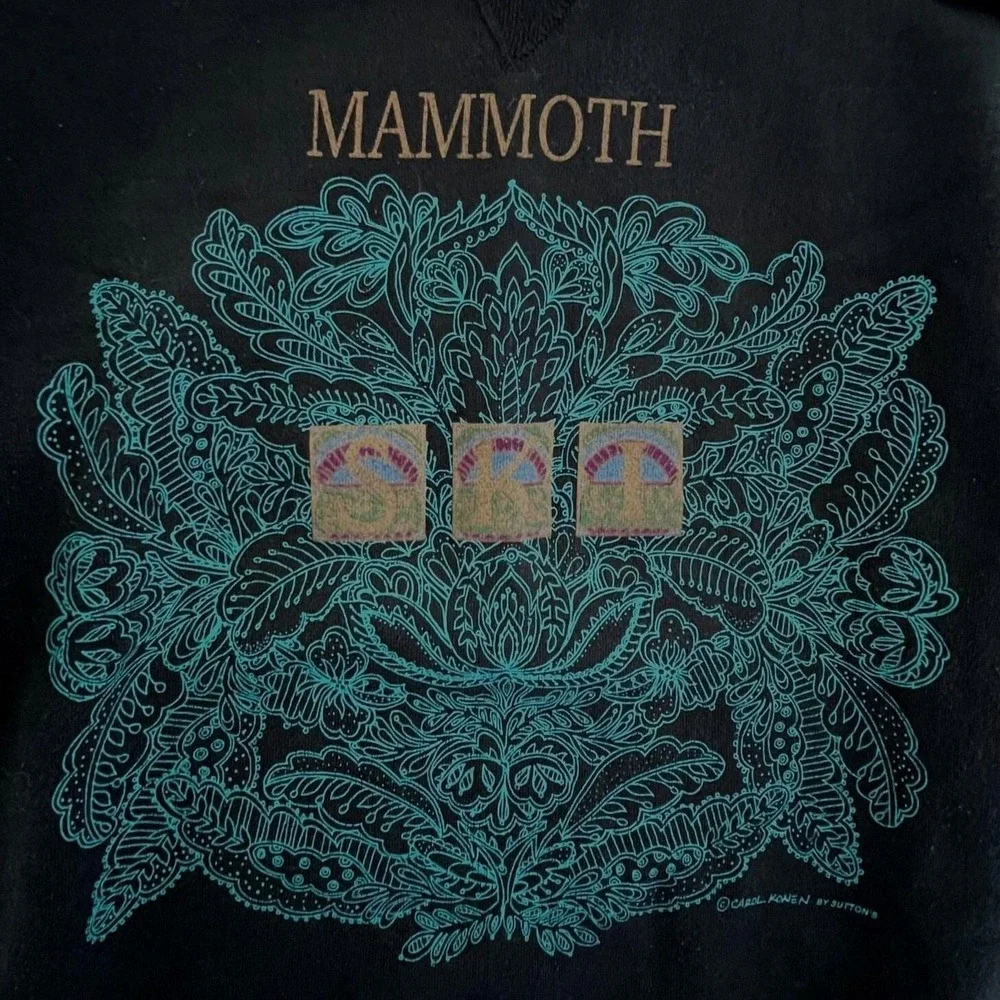 VTG 90s Mammoth Mountain Ski Sweatshirt Size M Black Hanes Classics Carol Konen